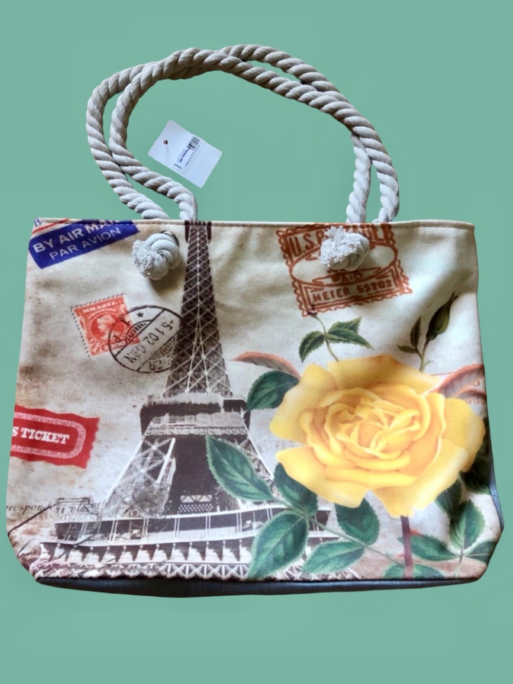 💐NWT Paris Inspired Zippered Tote Bag